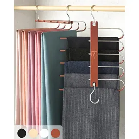 MORALVE Pants Hangers Space Saving - 2 Pack Wood Scarf Hangers for Closet Organizer - Jean Hangers Scarf Holder Closet Space Saving Hangers - Pants Rack Leggings Hanger Space Saver Closet Organization