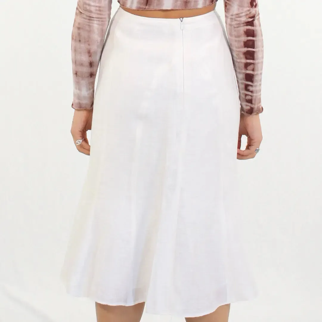 00s Flared White Midi Skirt