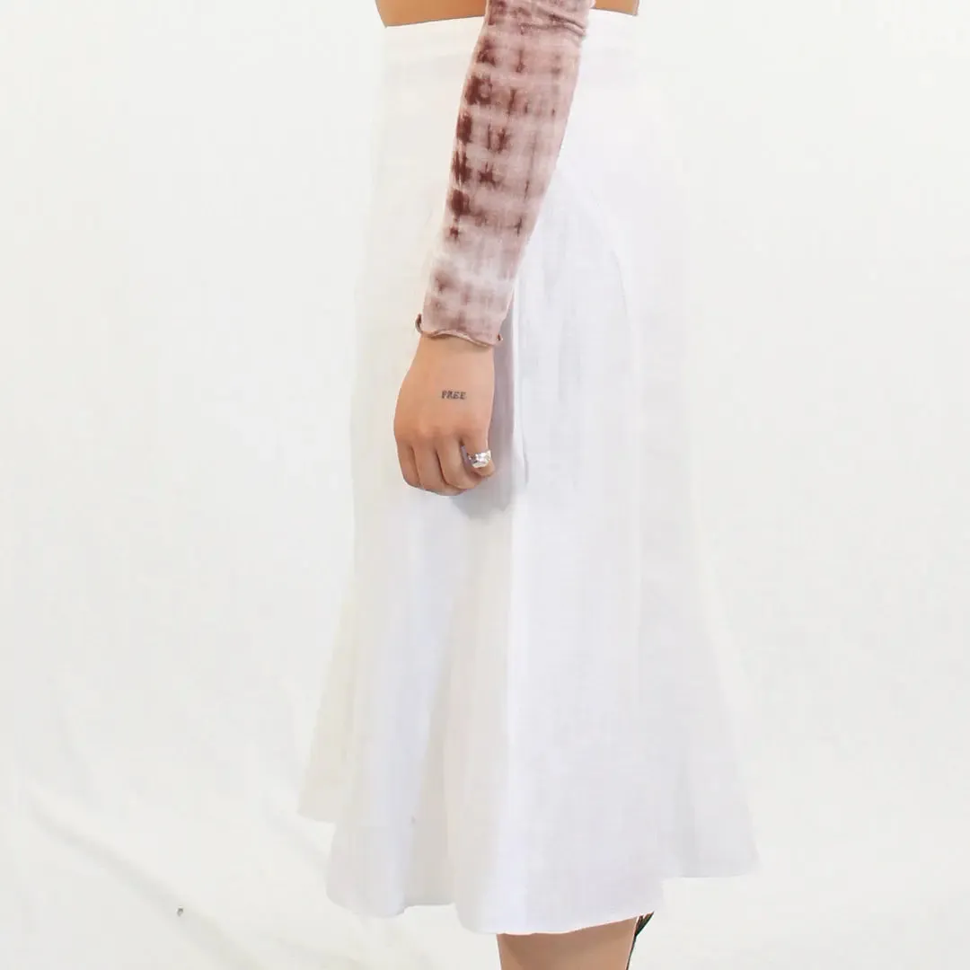 00s Flared White Midi Skirt