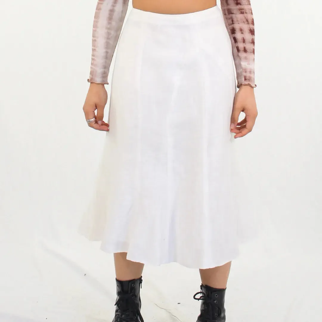 00s Flared White Midi Skirt