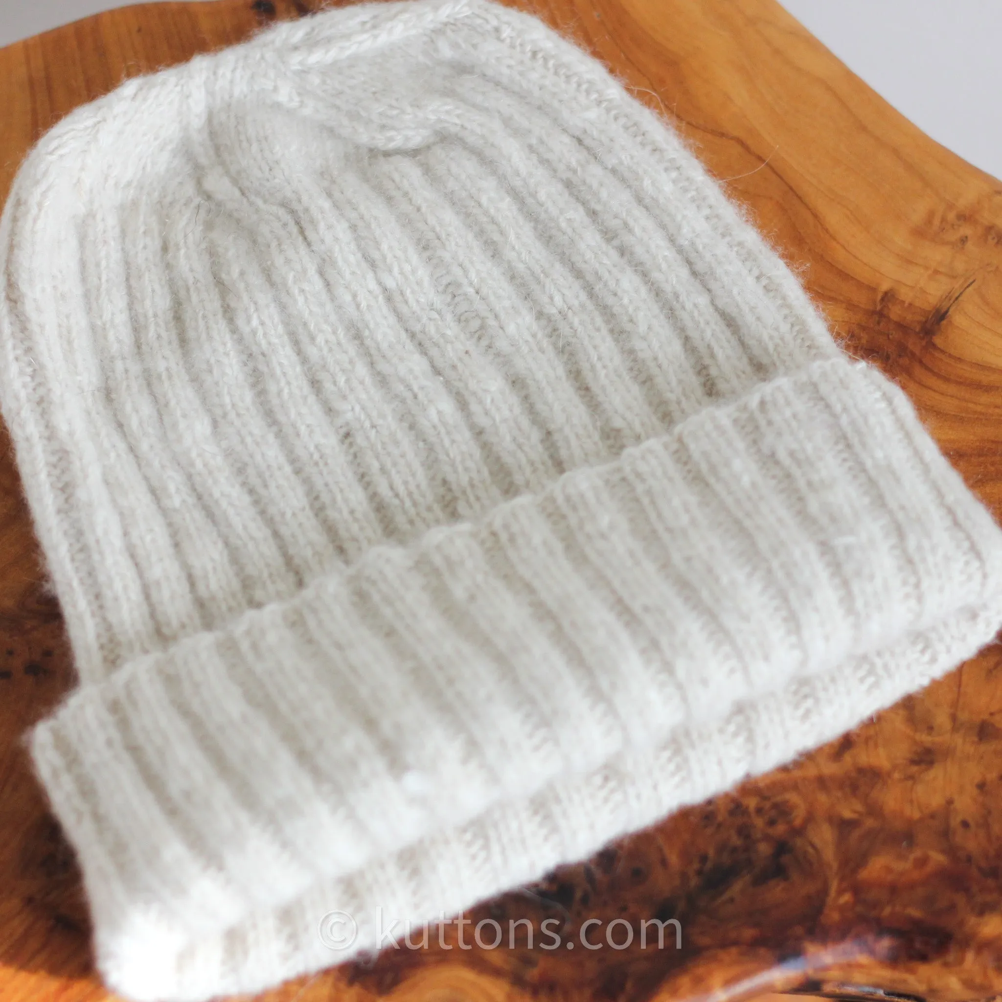 100% Pashmina Cashmere Hat - Handspun & Handknit Beanie from Ladakh Himalayas | Cream