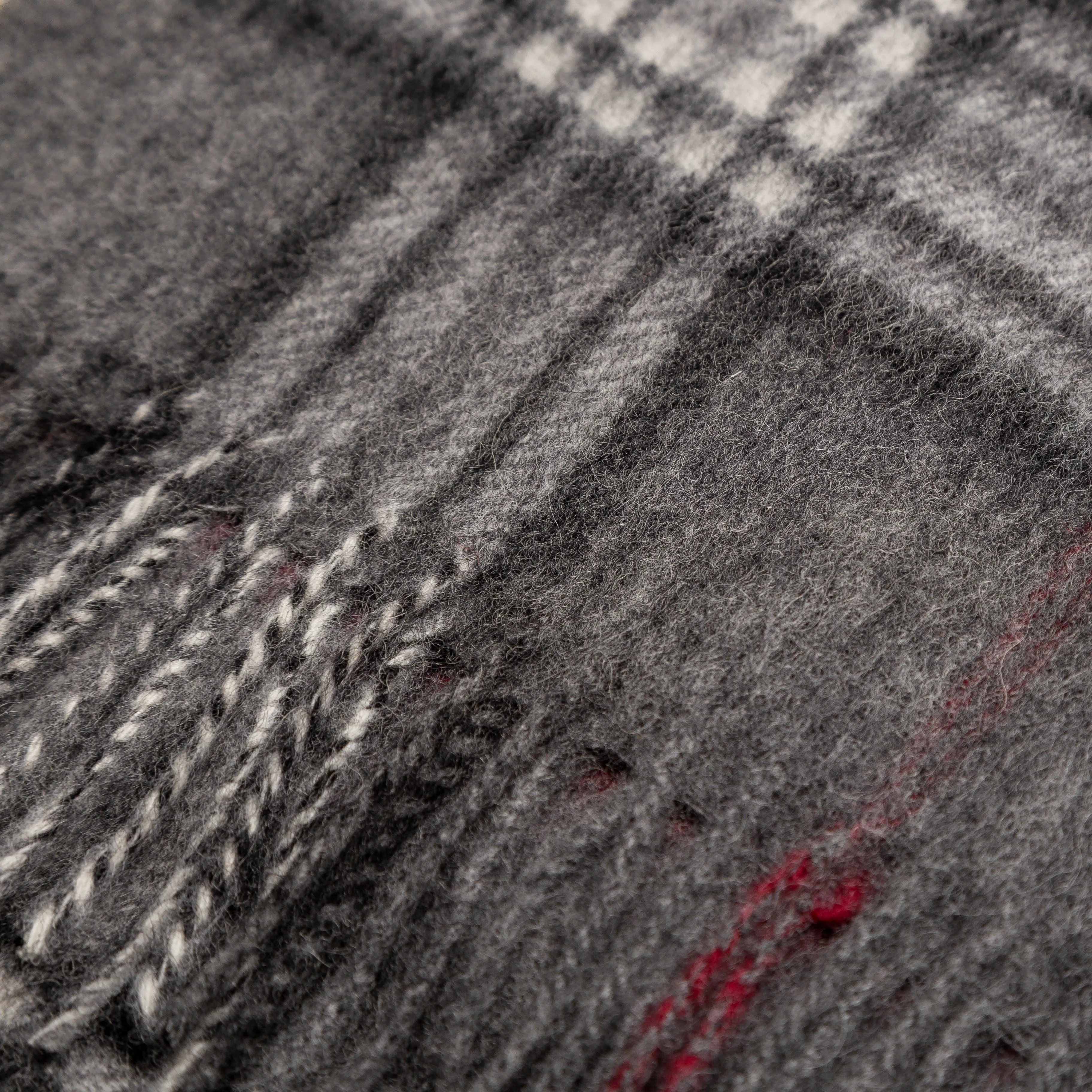 100% Wool Scarf Grey Check