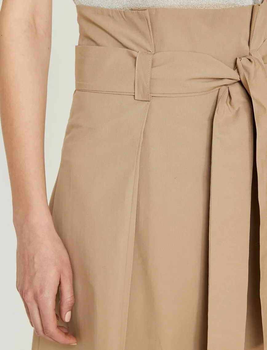 11977 Camel Tie Waist Midi Skirt