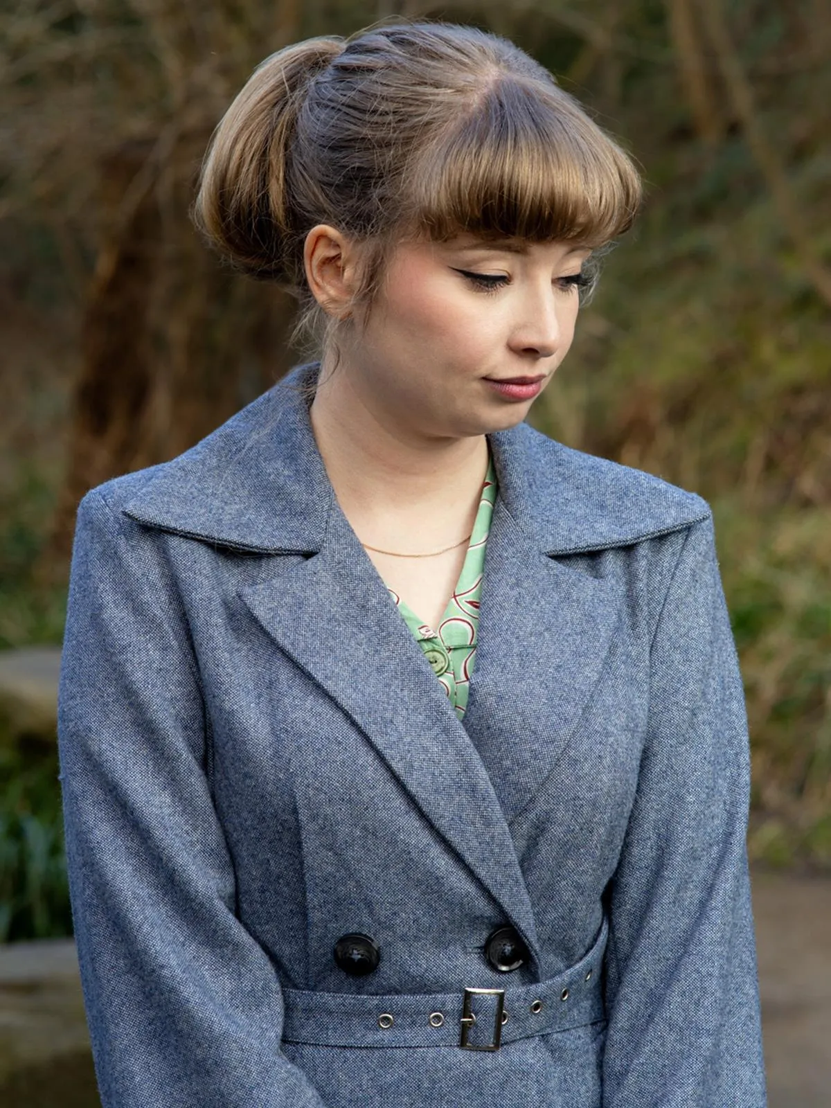 1940s Vintage Promenade Swing Coat in Navy Blue