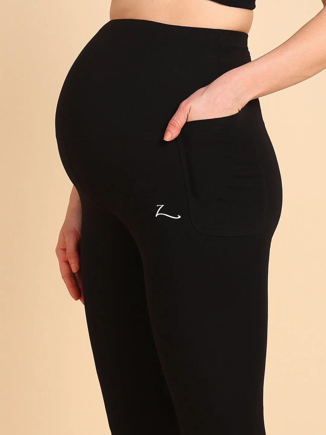 247 Zactive™ Black Maternity Leggings (Pregnancy & Postpartum)