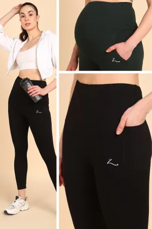 247 Zactive™ Black Maternity Leggings (Pregnancy & Postpartum)