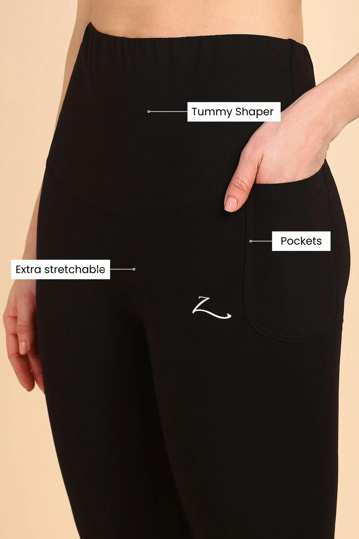 247 Zactive™ Black Maternity Leggings (Pregnancy & Postpartum)