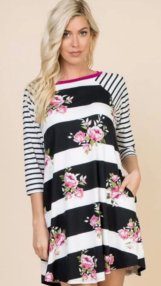 3/4 Sleeve Tunic Dress