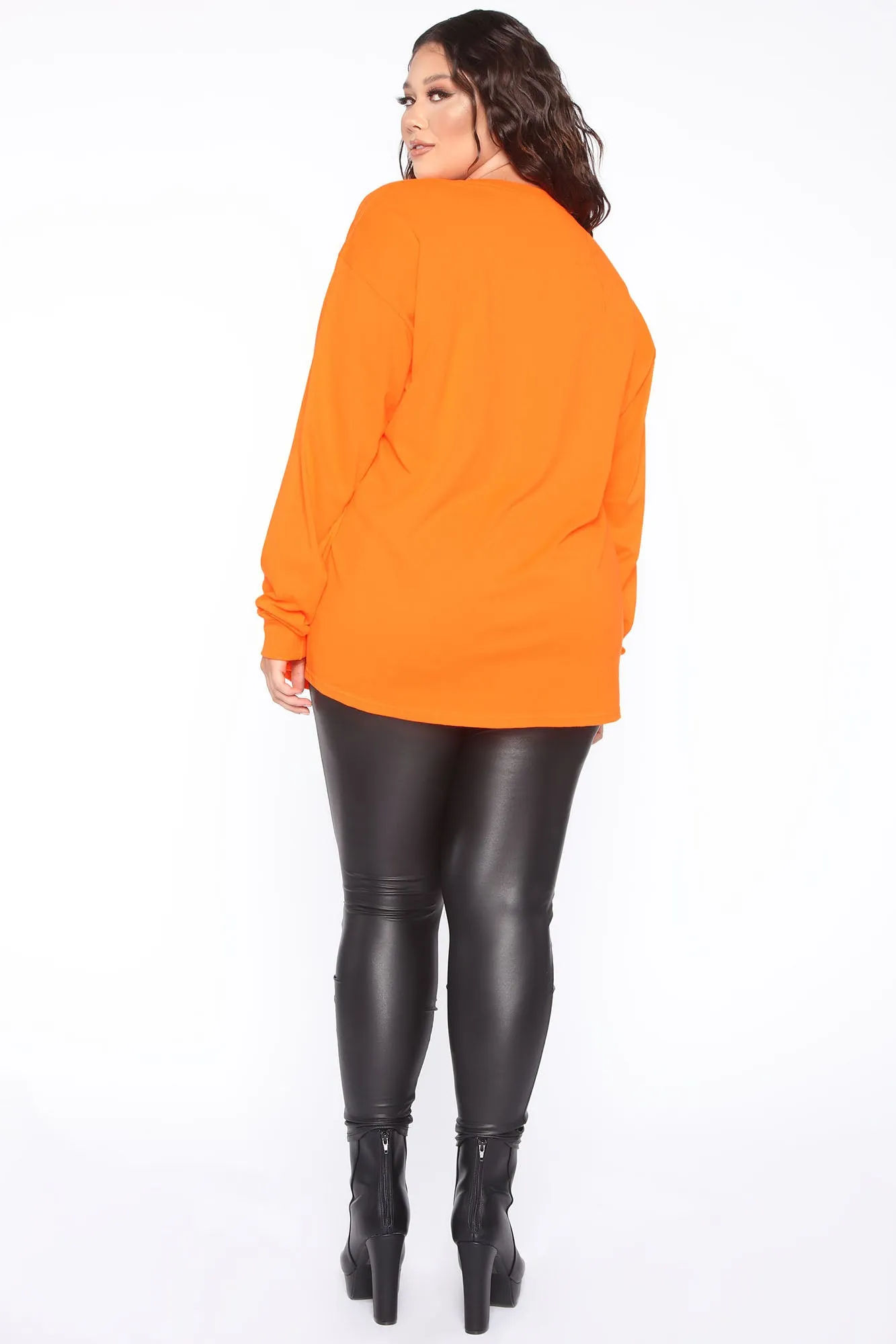 Aaliyah Long Sleeve Tunic Top - Orange