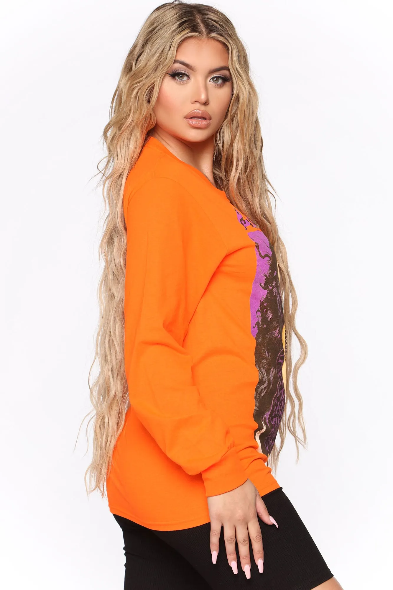 Aaliyah Long Sleeve Tunic Top - Orange