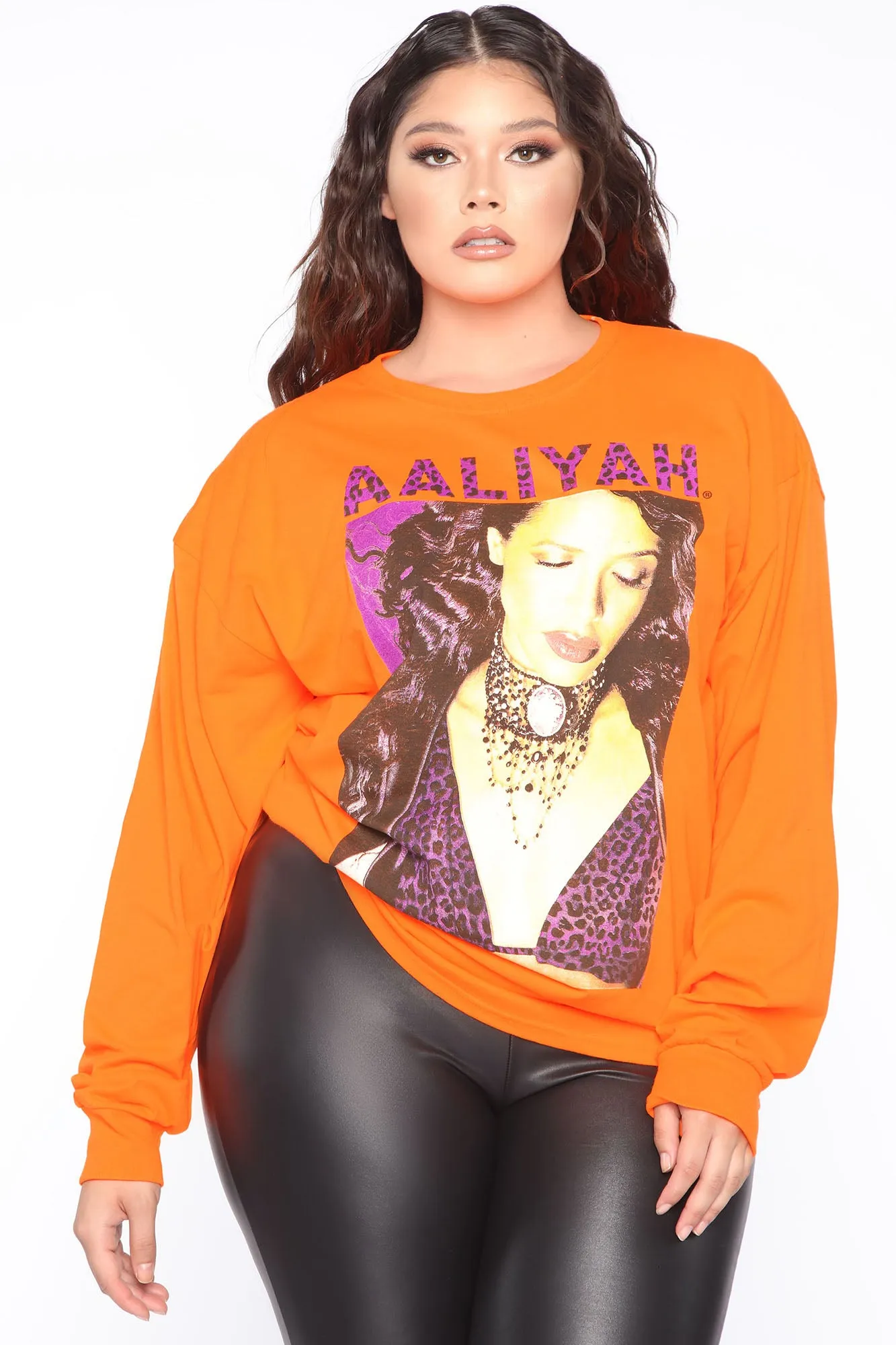 Aaliyah Long Sleeve Tunic Top - Orange