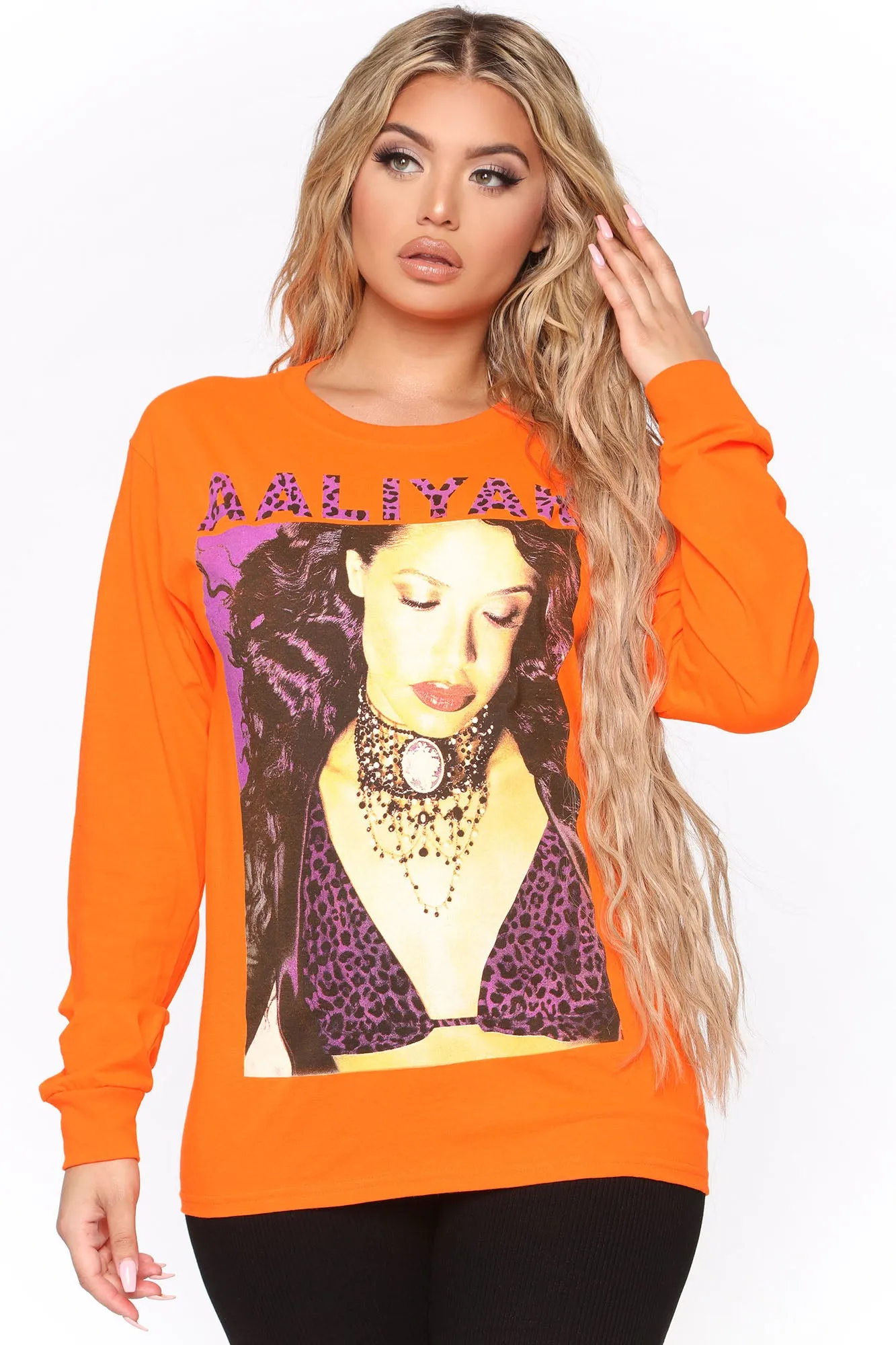 Aaliyah Long Sleeve Tunic Top - Orange