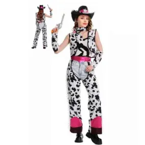 Adult Cowprint Pink Cowgirl Costume