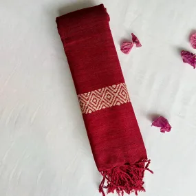 Ahimsa Silk Stole for Women | Maroon | Diamond Motif