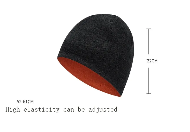 Aidase Men's Trendy Warm Ski Beanie Hat Women's New Outdoor Fashion Double-sided Wearable Thick Autumn and Winter Knitted Pullover Hat