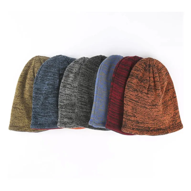 Aidase Men's Trendy Warm Ski Beanie Hat Women's New Outdoor Fashion Double-sided Wearable Thick Autumn and Winter Knitted Pullover Hat