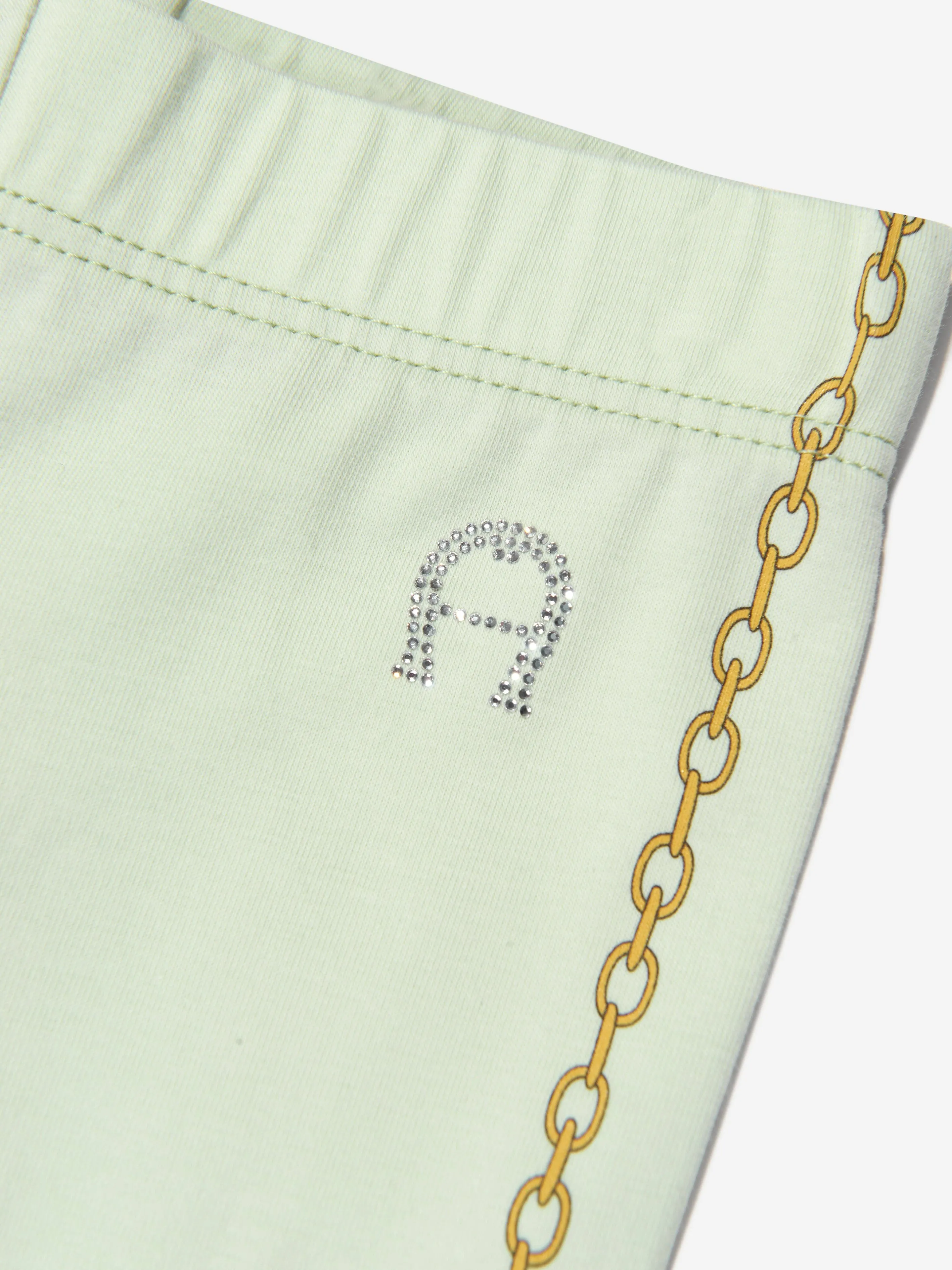 Aigner Baby Girls Logo Leggings in Green