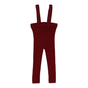 Analogie By Lil Legs Knit Suspender Leggings Deep Red