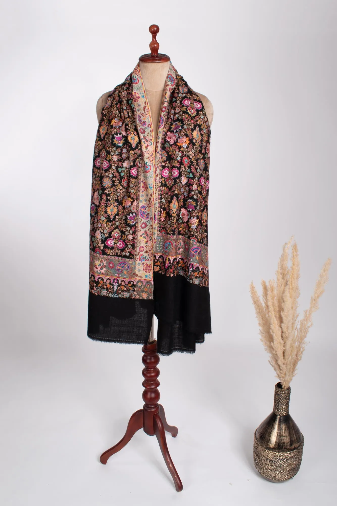 Artisan Ikat Hand Embroidered Jamavar Pashmina - SOUTHEND