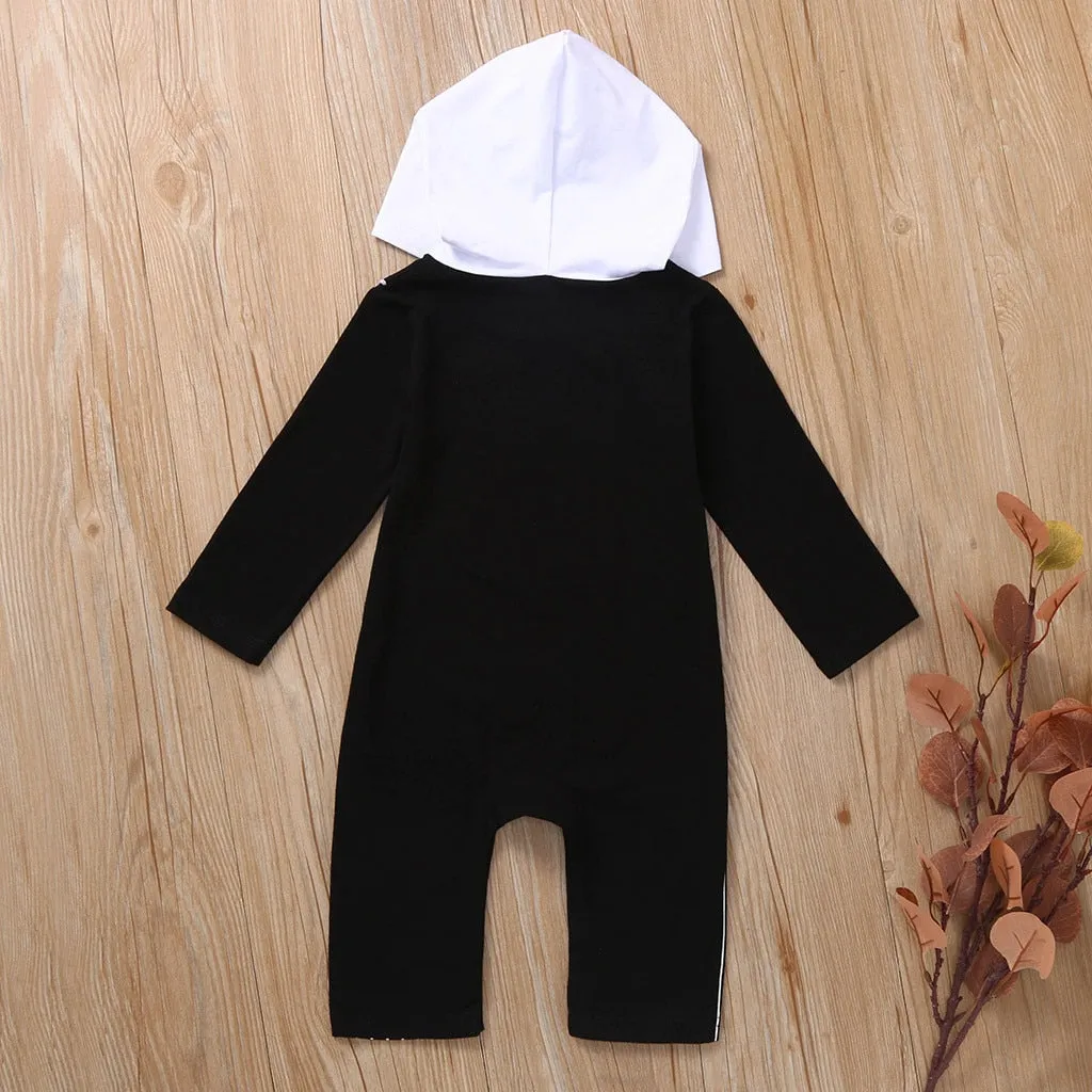 Baby Boy Hooded Jumpsuit Newborn Bat Demon Print Halloween Romper