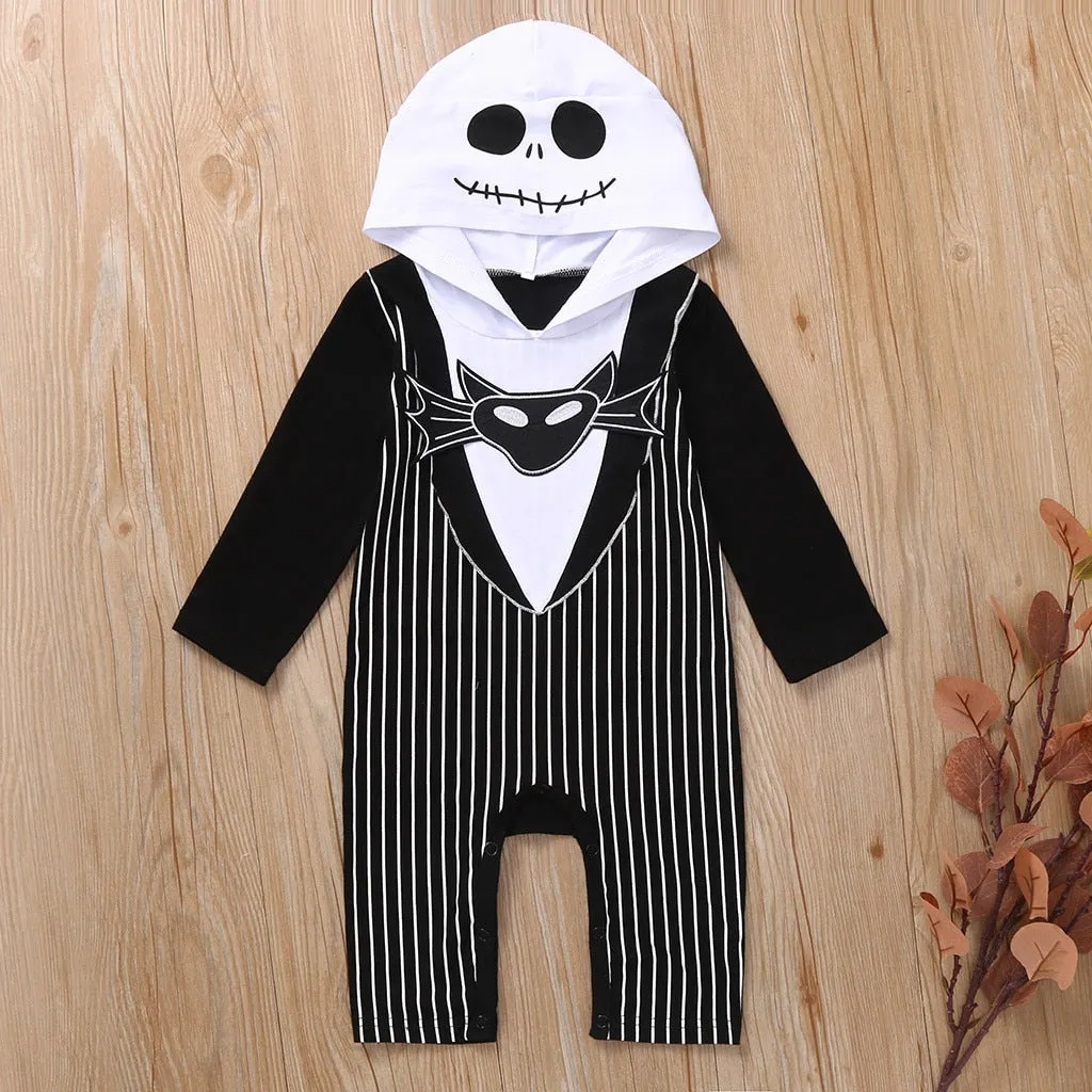 Baby Boy Hooded Jumpsuit Newborn Bat Demon Print Halloween Romper