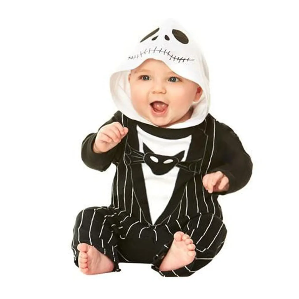 Baby Boy Hooded Jumpsuit Newborn Bat Demon Print Halloween Romper