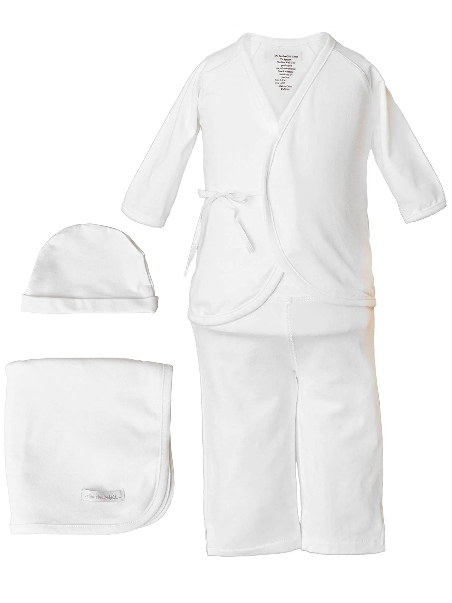 Baby Boys Bamboo 4pc Hat Top Pants Blanket Layette Set 3M-6M