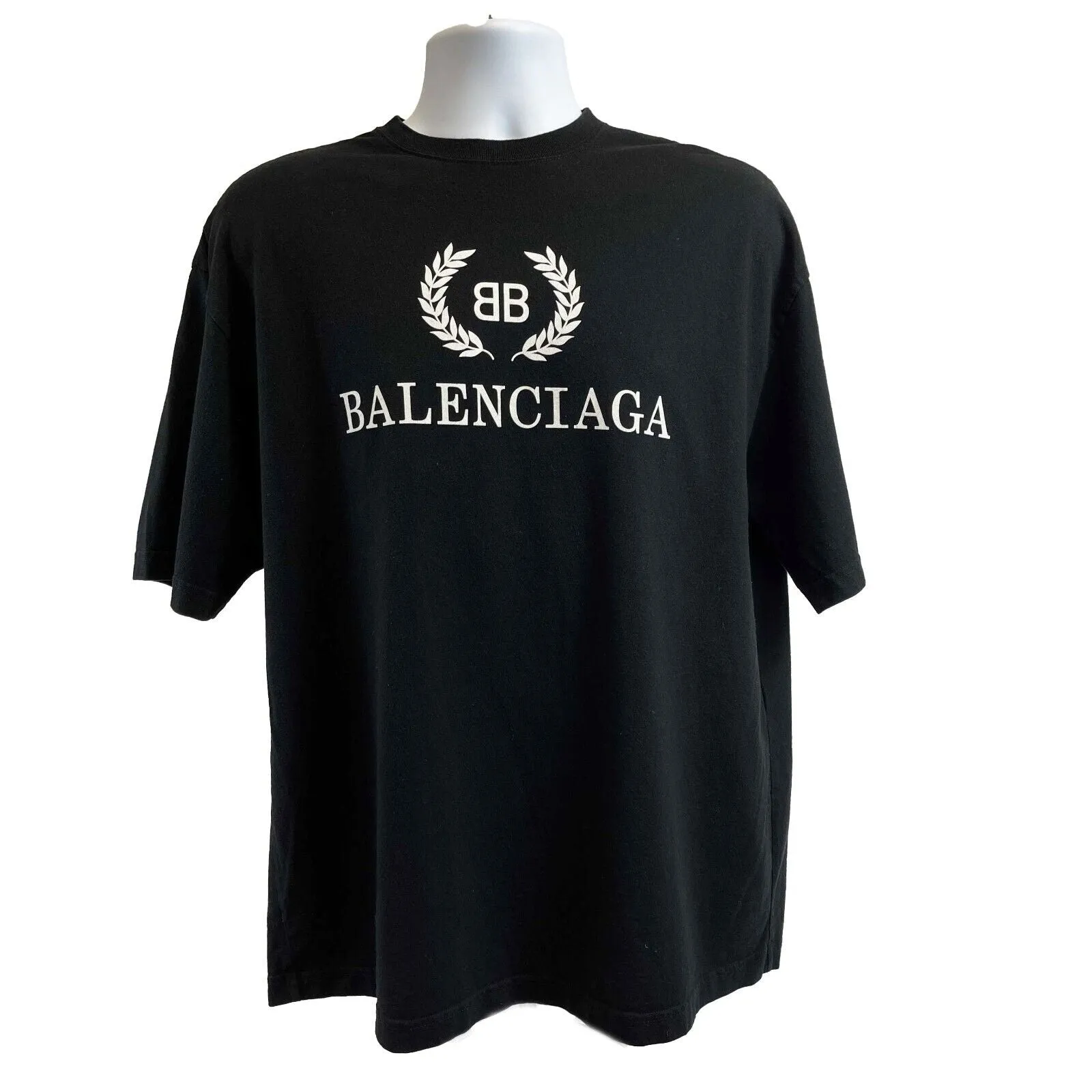 Balenciaga - Men's SS19 Logo Crown Oversized Black T-Shirt - Size S