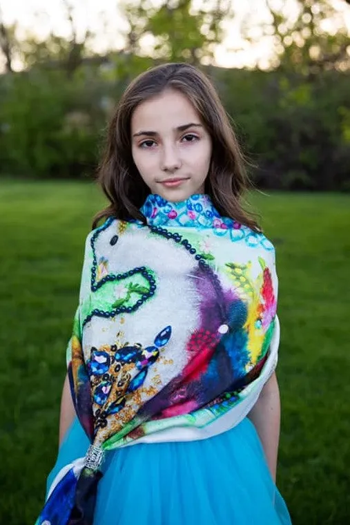 BIRD OF HAPPINESS Designer 100% Silk Art-A-Porte Scarf