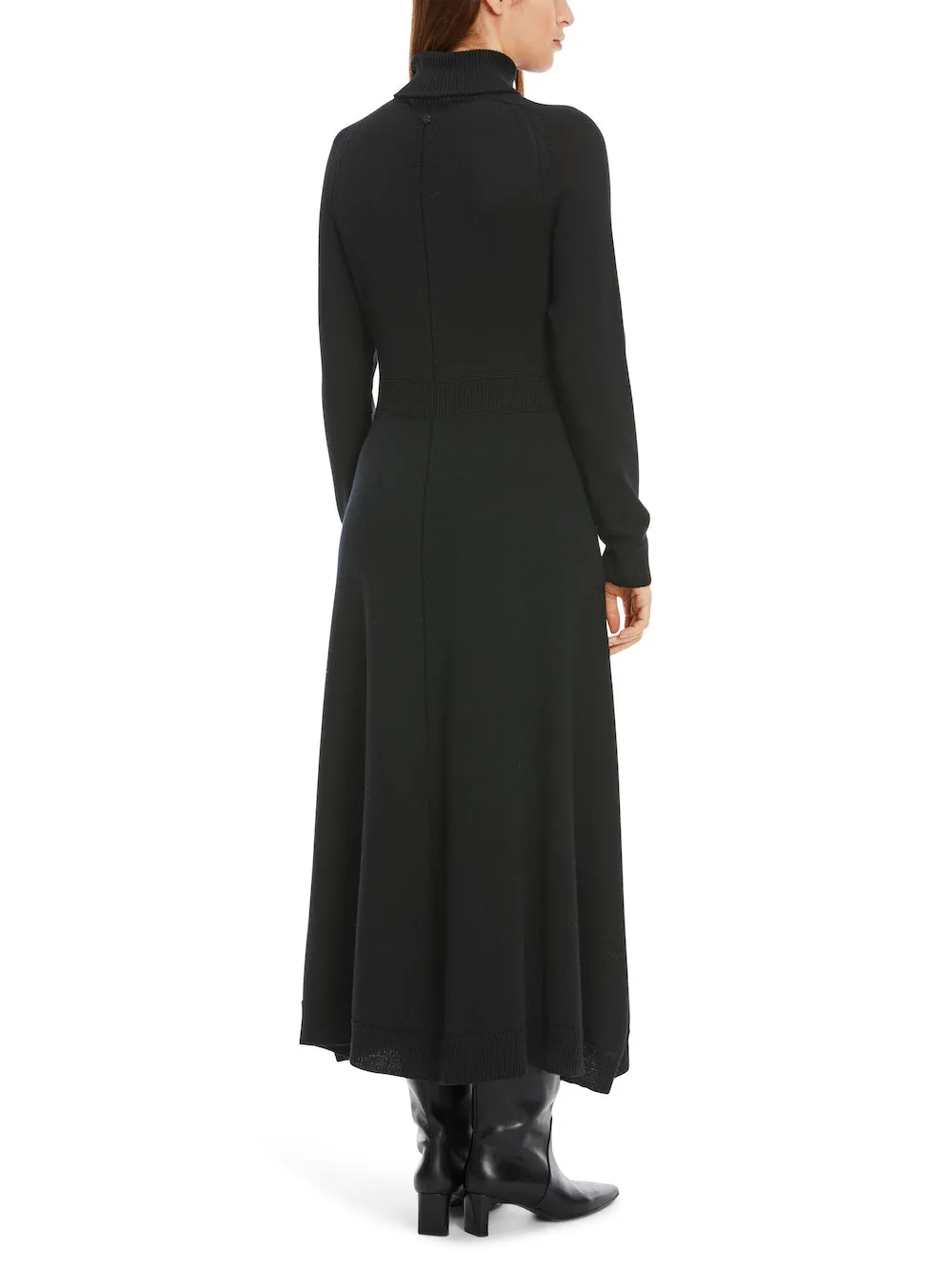 Black Pure Wool Midi Dress