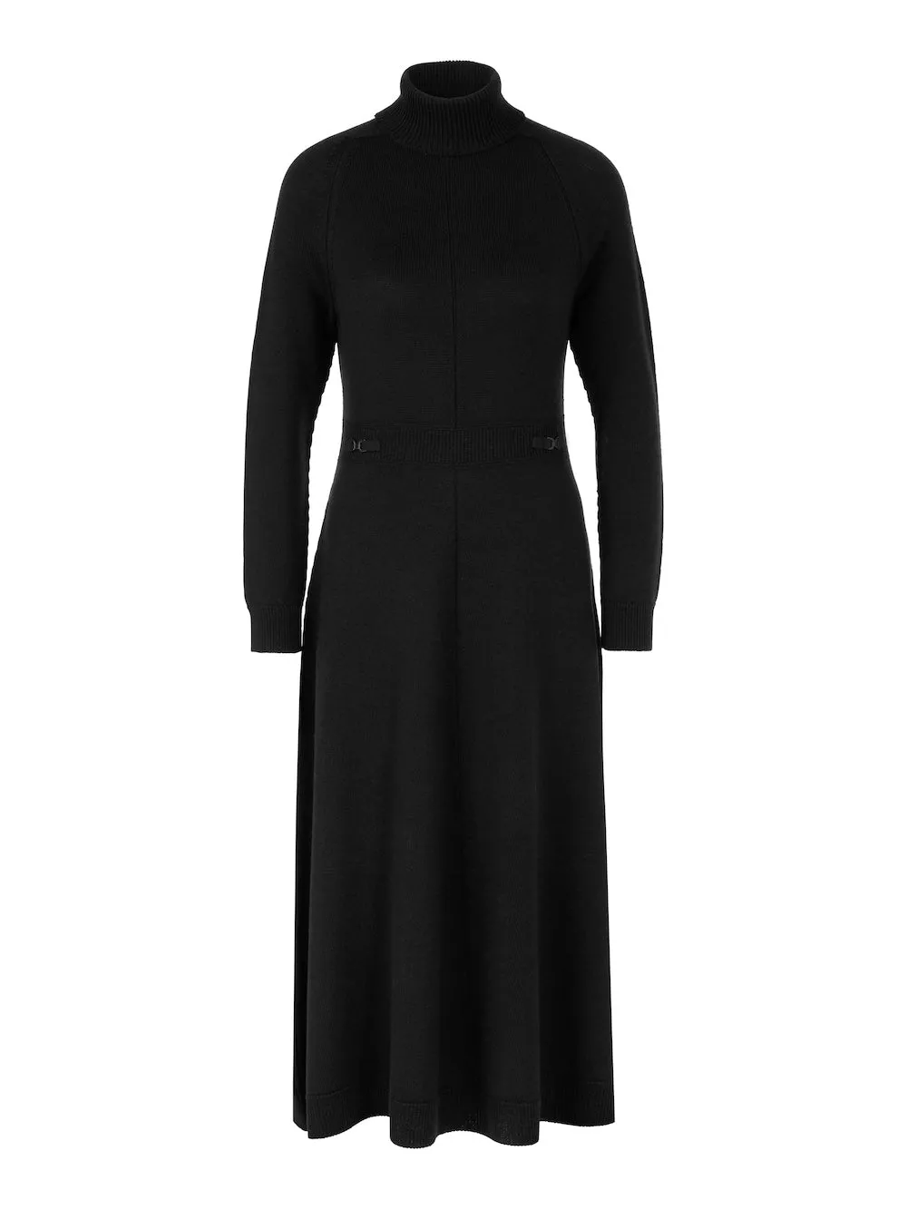 Black Pure Wool Midi Dress