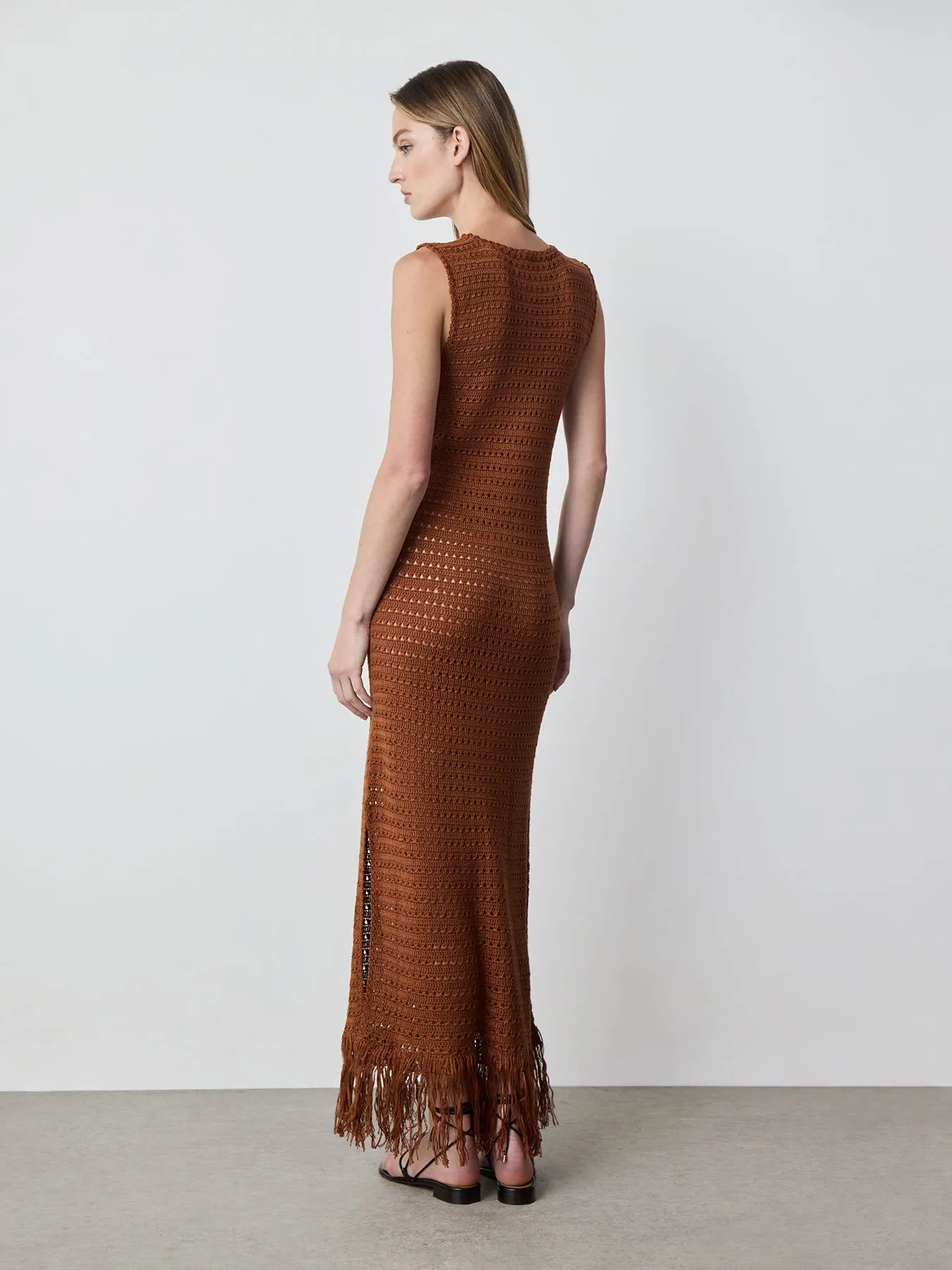 Brown Hand Crochet Dress