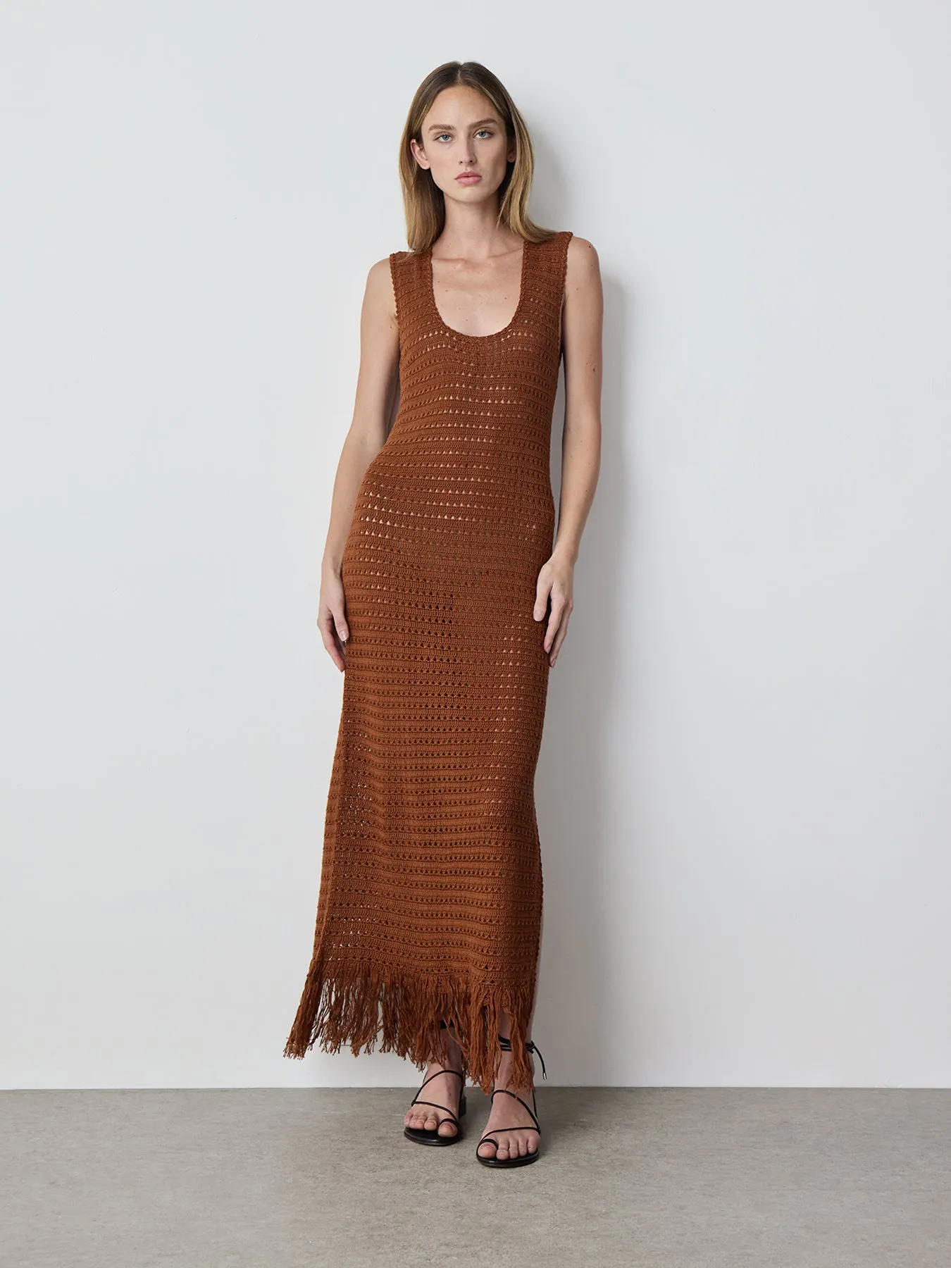 Brown Hand Crochet Dress