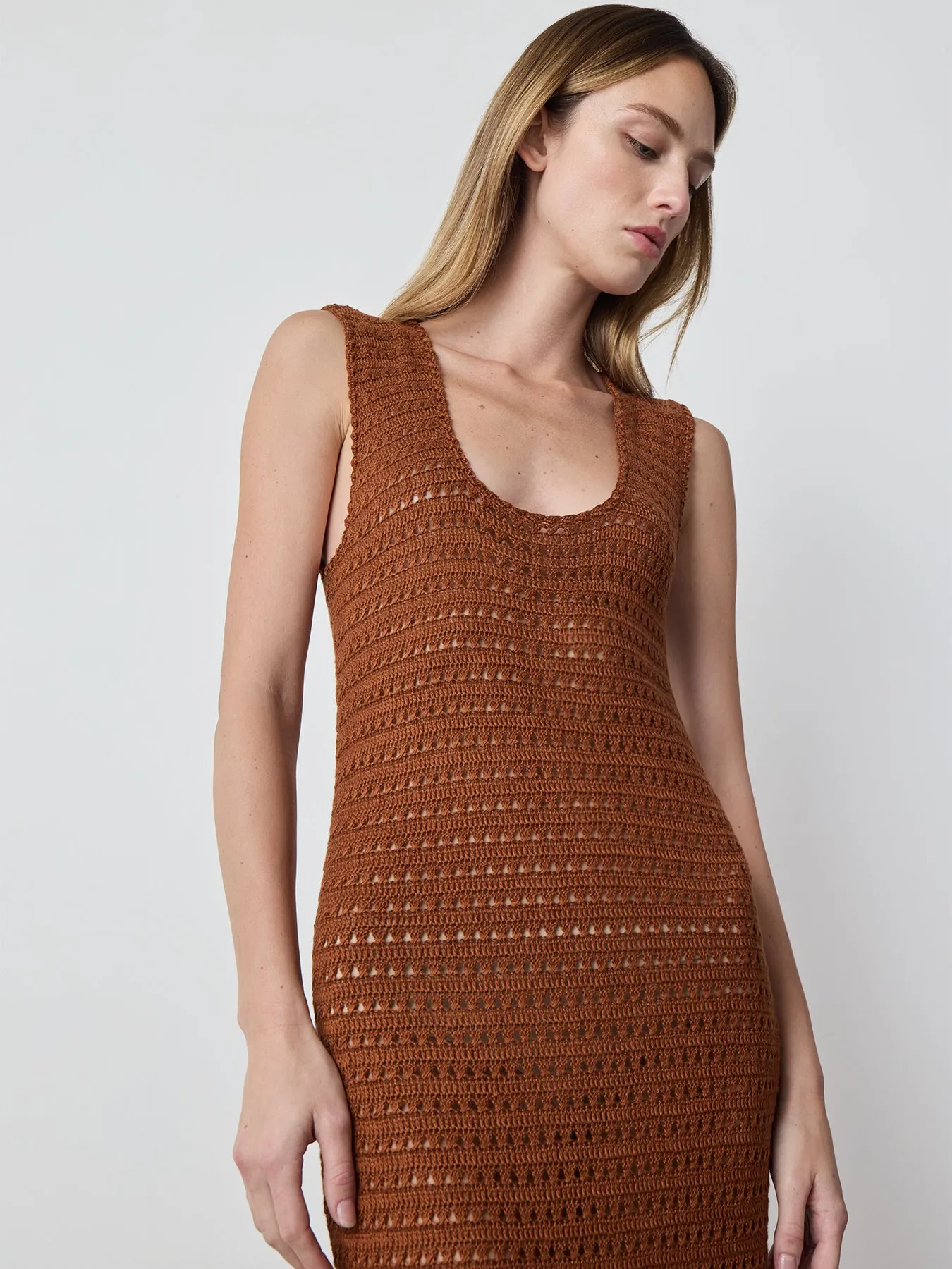 Brown Hand Crochet Dress