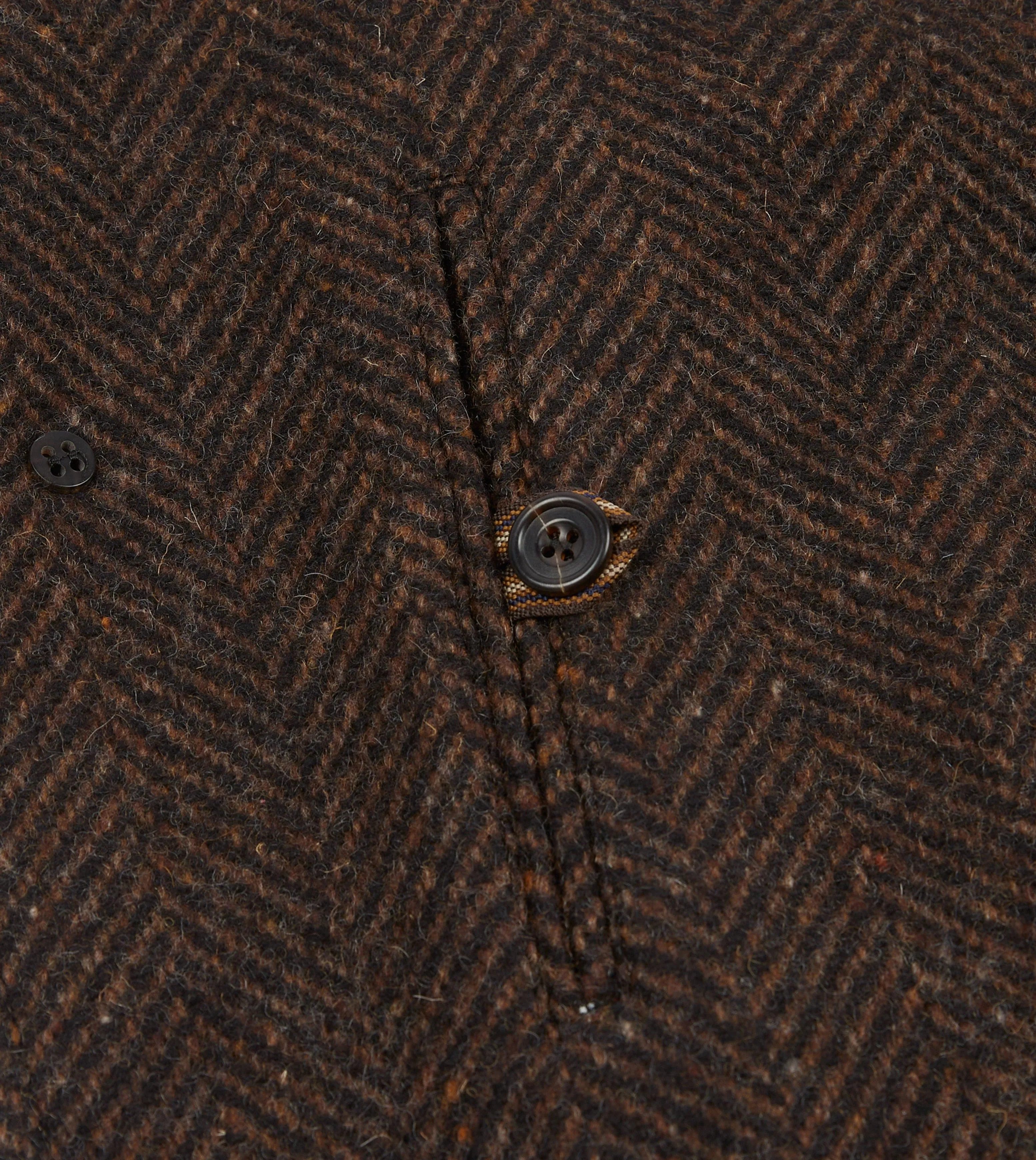 Brown Herringbone Wool Raglan Coat