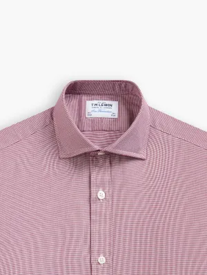 Burgundy Dogtooth Plain Weave Fitted Double Cuff Classic Collar Shirt