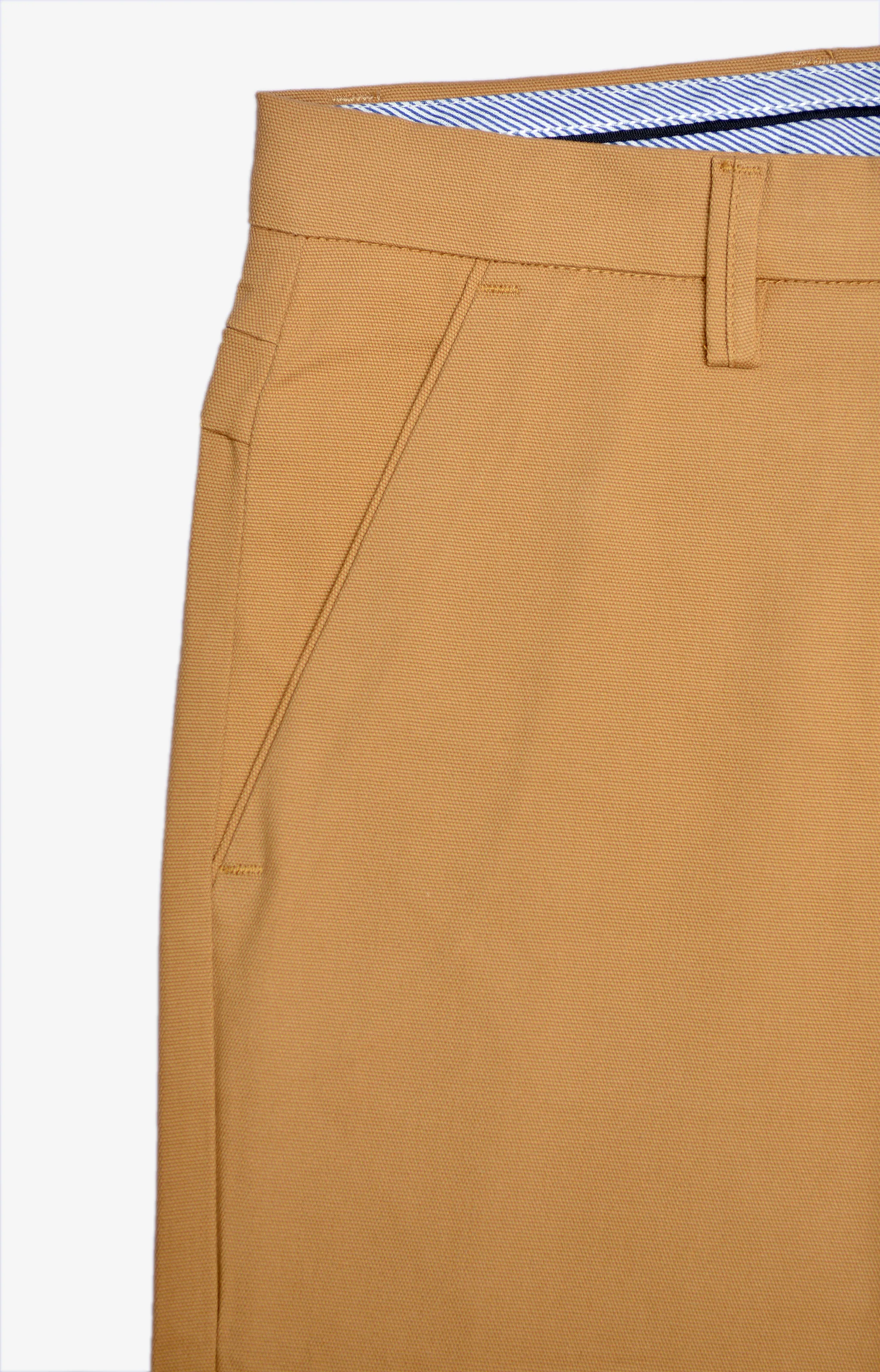 Camel Brown Textured Cotton Chinos Pants