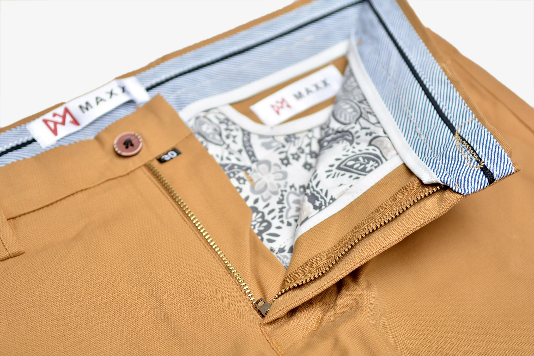 Camel Brown Textured Cotton Chinos Pants