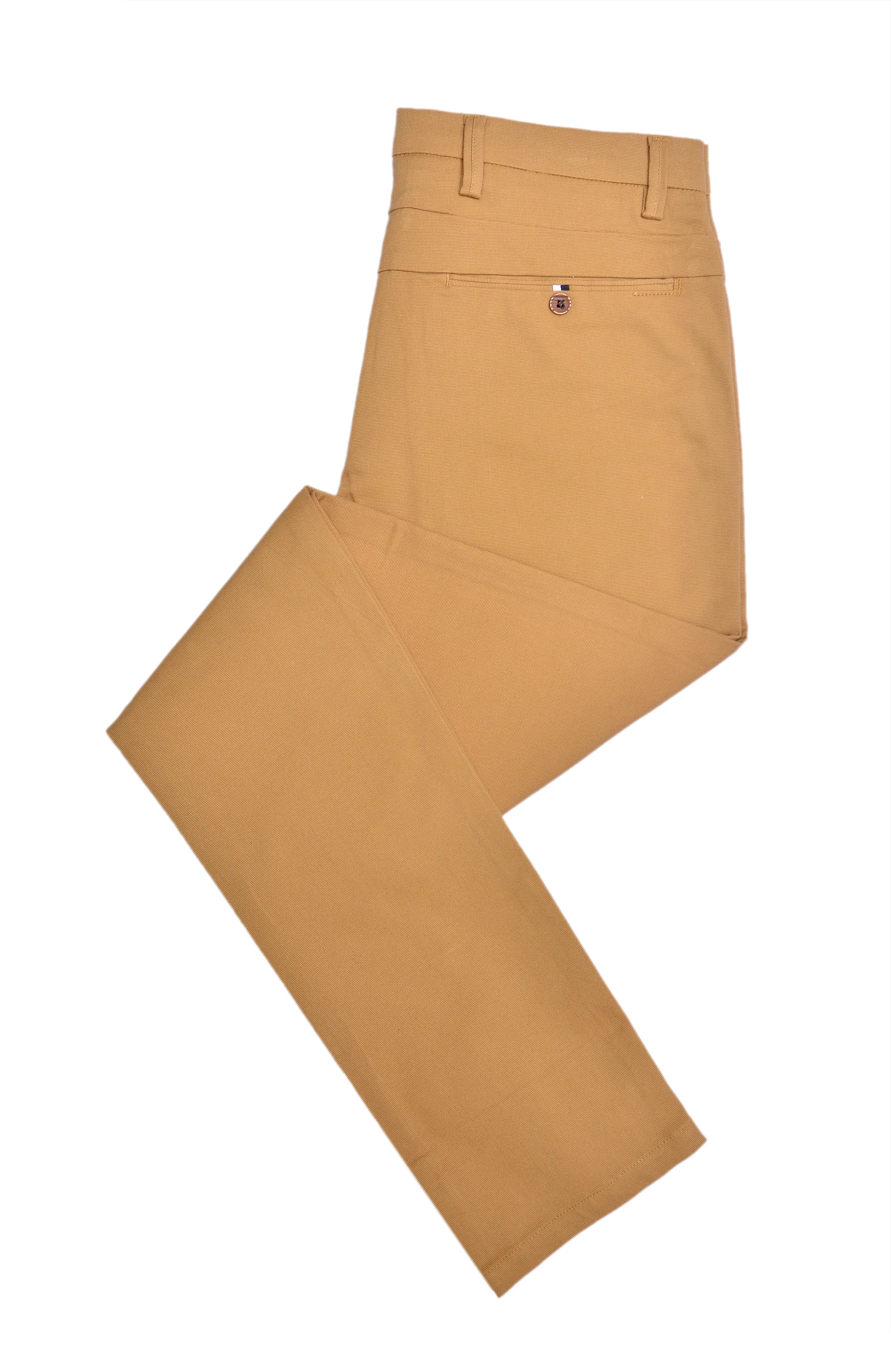 Camel Brown Textured Cotton Chinos Pants