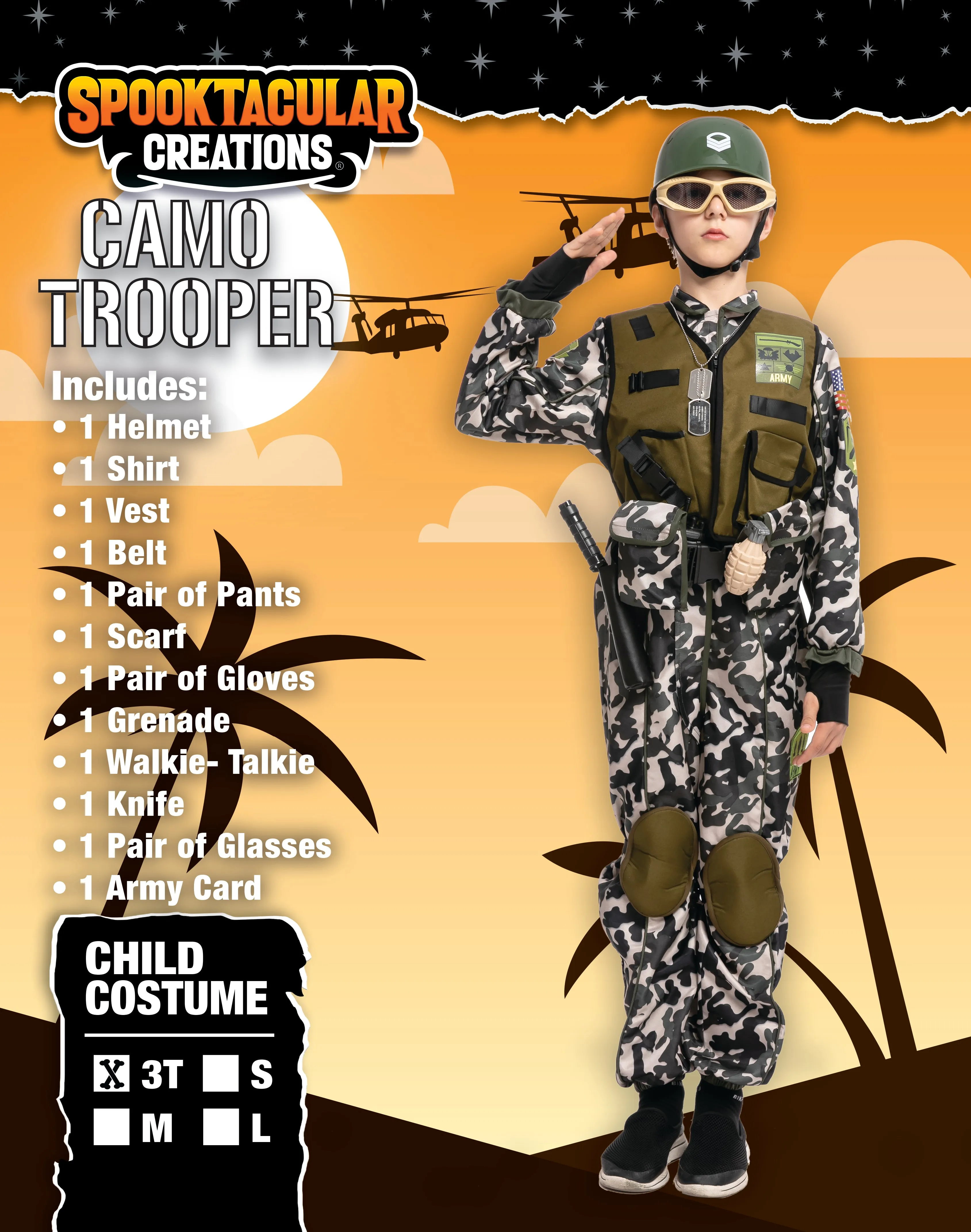 Camo Trooper Costume for Role Play Cosplay- Child