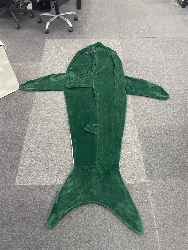 Cartoon Shark Sleeping Bag Pajamas Office Nap Shark Blanket Karakal High Quality Fabric Mermaid Shawl Blanket For Children