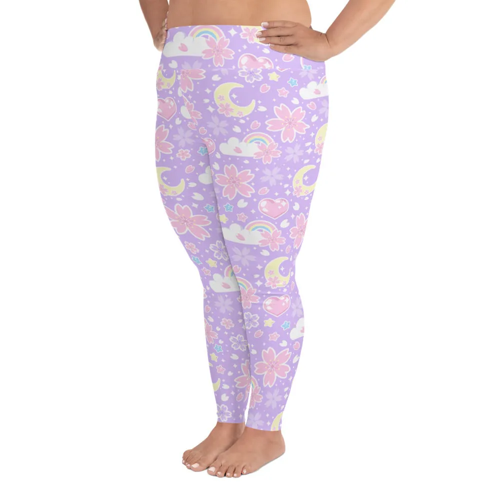 Cherry Blossom Dreams Purple Plus Size Leggings