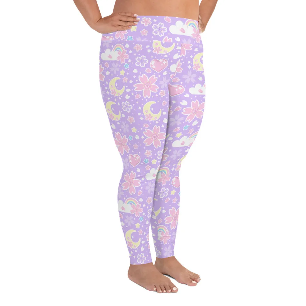 Cherry Blossom Dreams Purple Plus Size Leggings