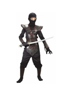 Child Leather Black Ninja Fighter Costume