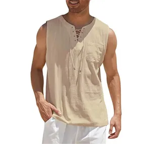 Cotton Linen Shirts Men's Casual sleeveless Vest