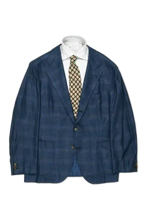 Dalcuore Blue/Brown Check Wool Sport Coat