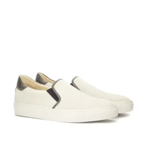 DapperFam Versado in White Men's Italian Suede Slip On