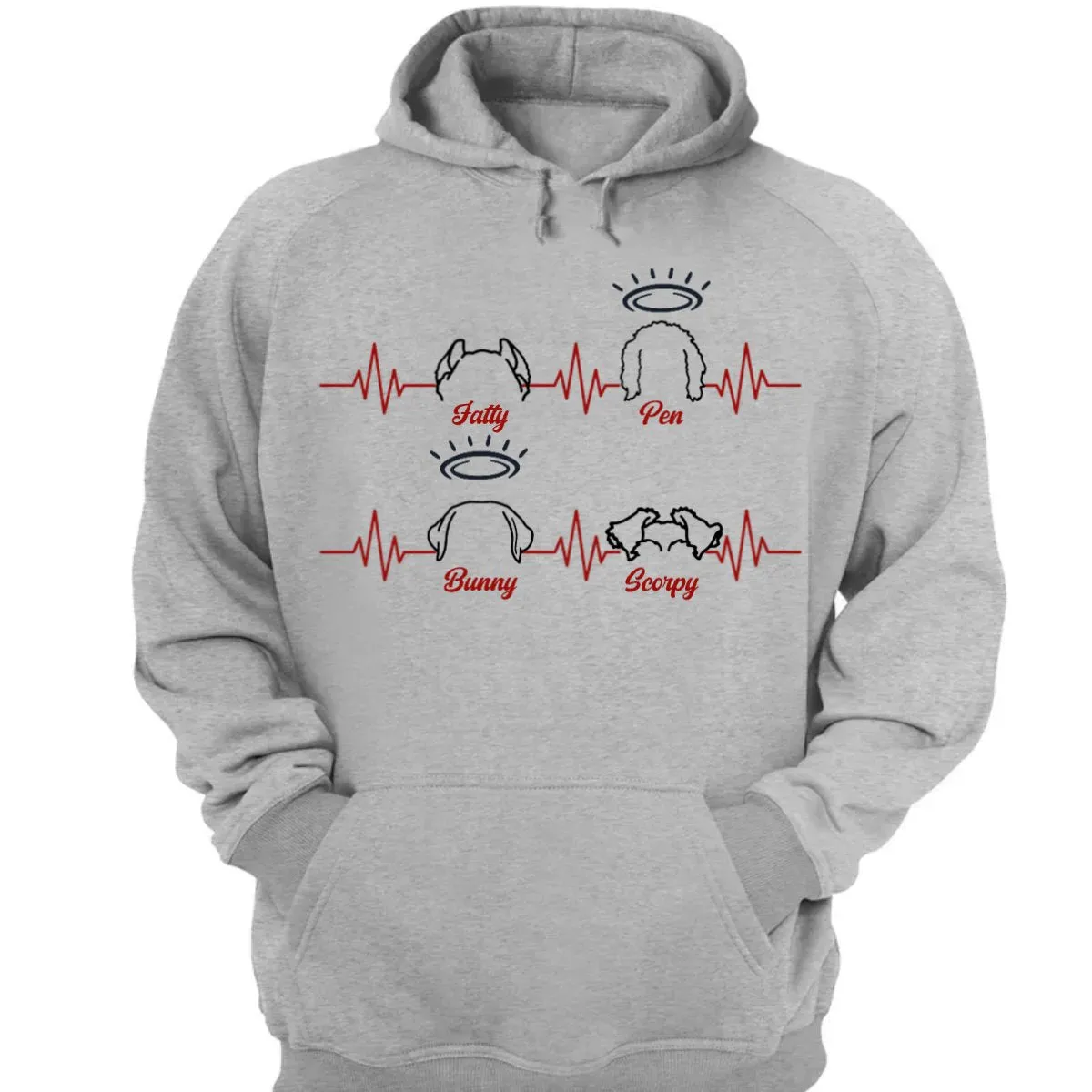 Dog Lovers - Dog Sketch Heartbeat - Personalized Unisex T-shirt, Hoodie, Sweatshirt (HJ)