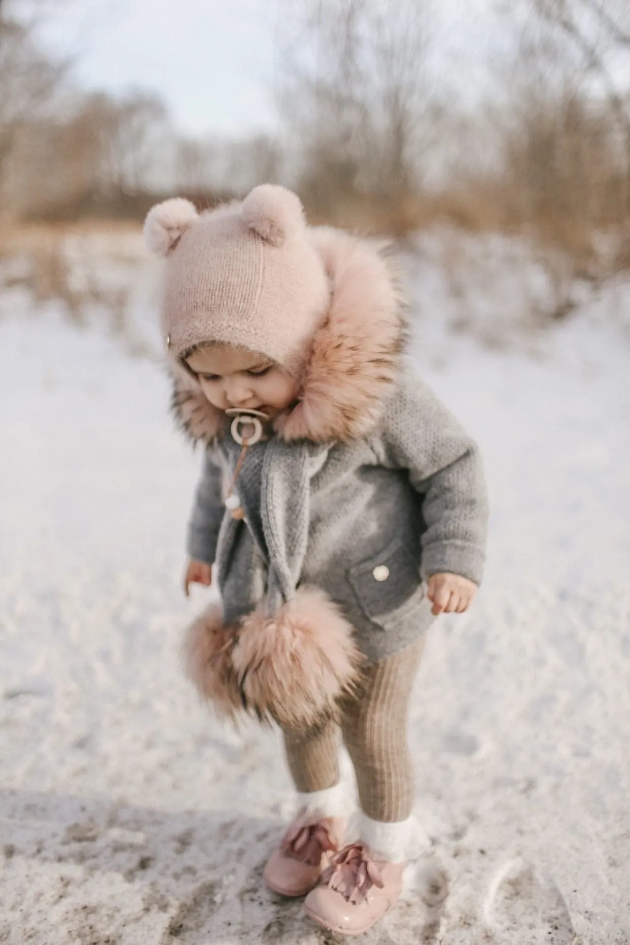 Dusty Pink Cashmere Teddy Hat