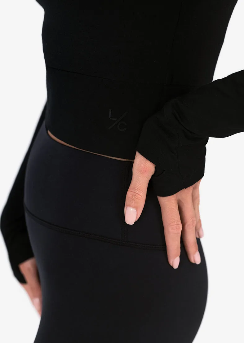 Elevate Aloe Cropped Long Sleeve Top Black